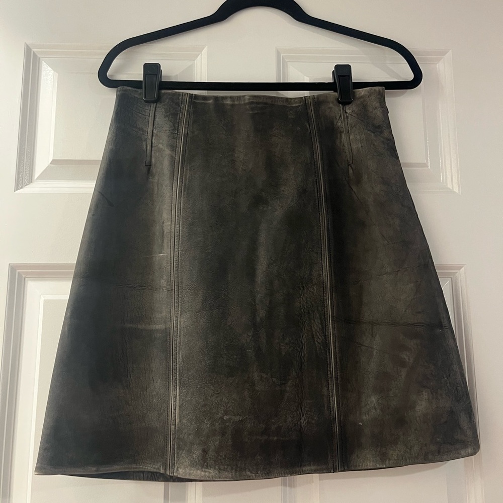Marc By Marc Jacobs 100% Cow Leather Charcoal Skirt